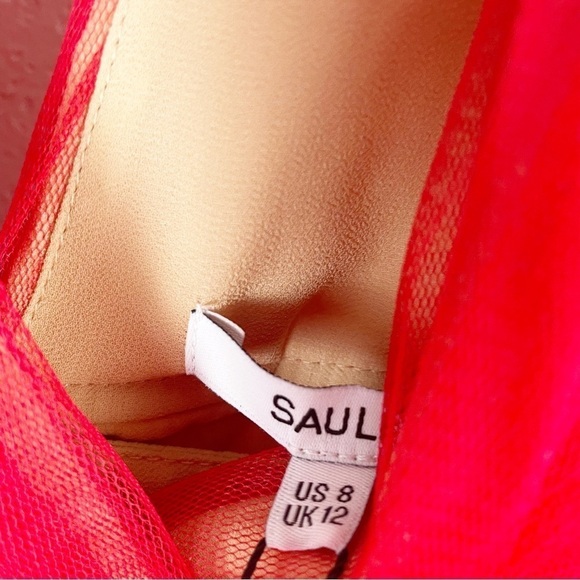 Sau Lee Chloe Tulle Maxi Dress Red Formal Evening Party - Picture 7 of 10